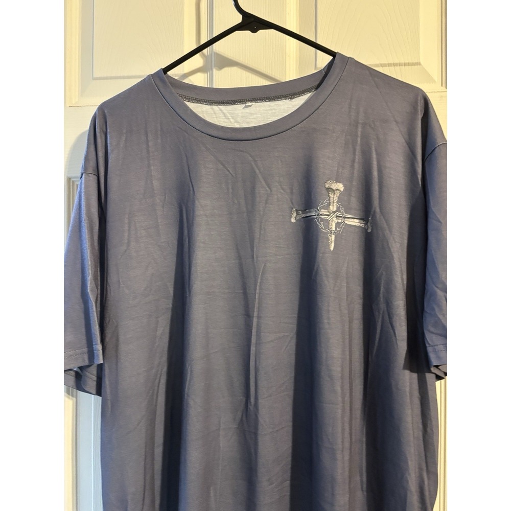 Jesus 2XL Blue‎ Cotton Graphic T-Shirt Short Sleeve "Jesus Dropped the Charges"